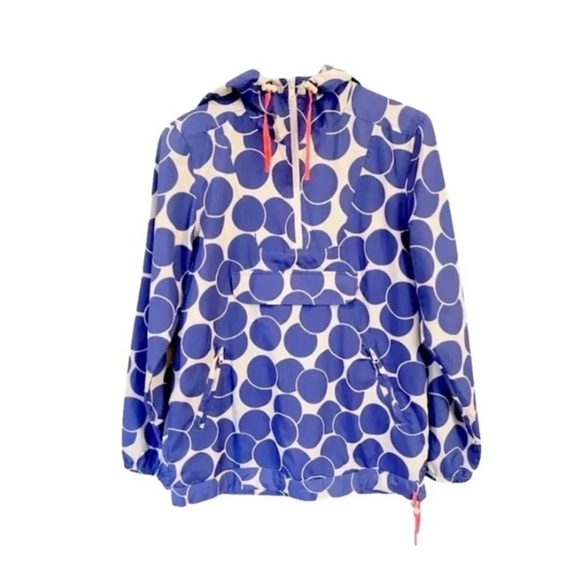Boden Purple Dot Anorak With Hood, 1/4 Zip, Elastic at Sleeves and bottom Sz 10 - Picture 1 of 6